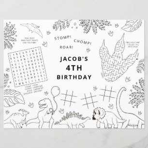 Dinosaur Birthday Party Colouring Placemat