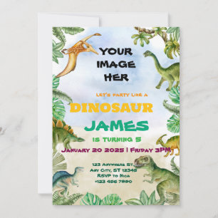  Dinosaur Birthday Party  Customisable Invitation 