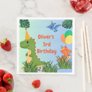 Dinosaur Birthday Party- Cute Dino Theme Napkin