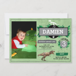Dinosaur Birthday Party Dino Dig Trex Photo Invite