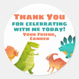 Dinosaur Birthday Party Favour Gift Sticker