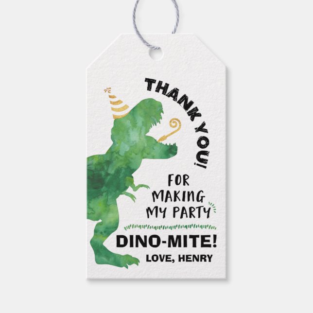 Dinosaur Birthday Party Favour Gift Tags (Front)