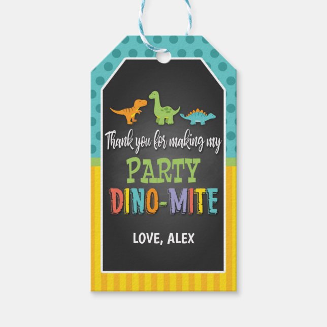 Dinosaur Birthday Party Favour Tag (Front)