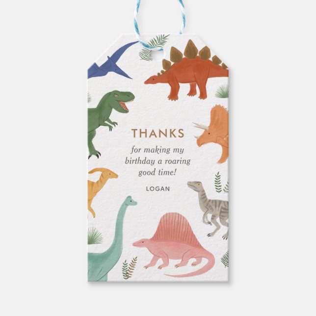 Dinosaur Birthday Party Favour Tags (Front)