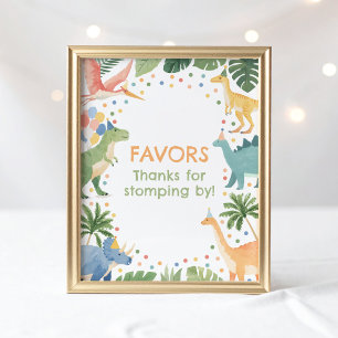 Dinosaur Birthday Party Favours Sign