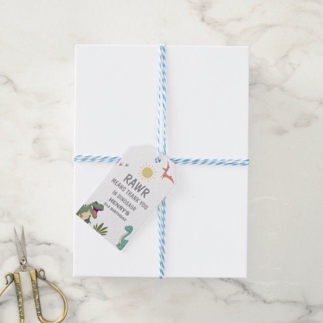 Dinosaur Birthday Party Gift Tags (With Twine)