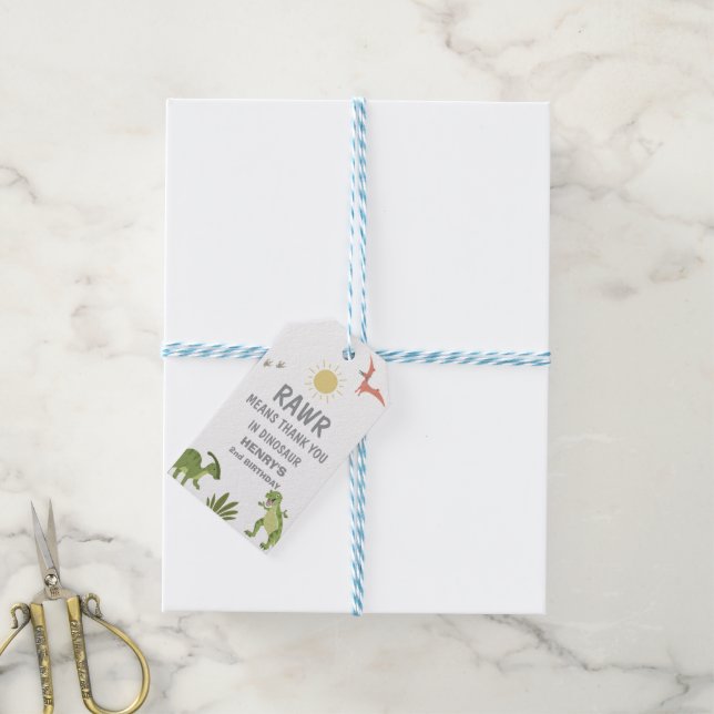 Dinosaur Birthday Party Gift Tags (With Twine)