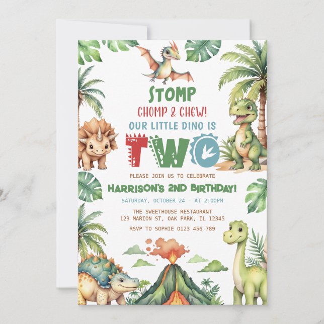 Dinosaur Birthday Party Invitation (Front)