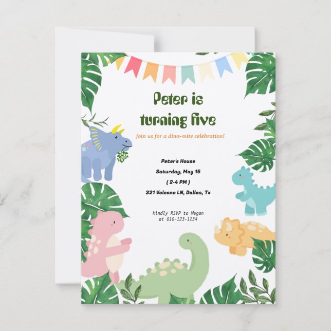 Dinosaur Birthday Party Invitation (Front)