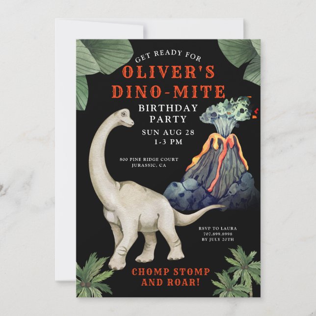 Dinosaur Birthday Party Invitation (Front)