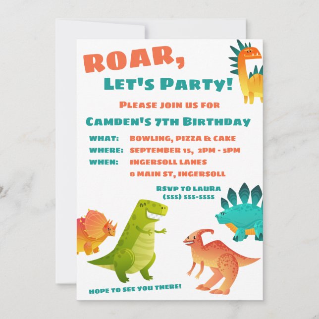 Dinosaur Birthday Party Invitation (Front)