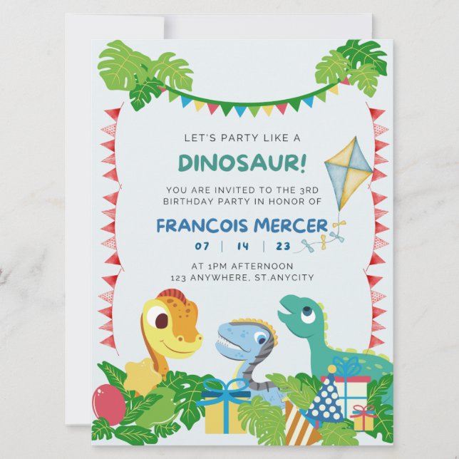 Dinosaur Birthday Party Invitation (Front)