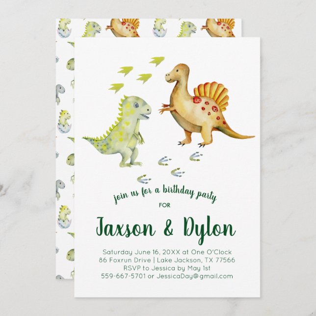 Dinosaur Birthday Party Invitation (Front/Back)