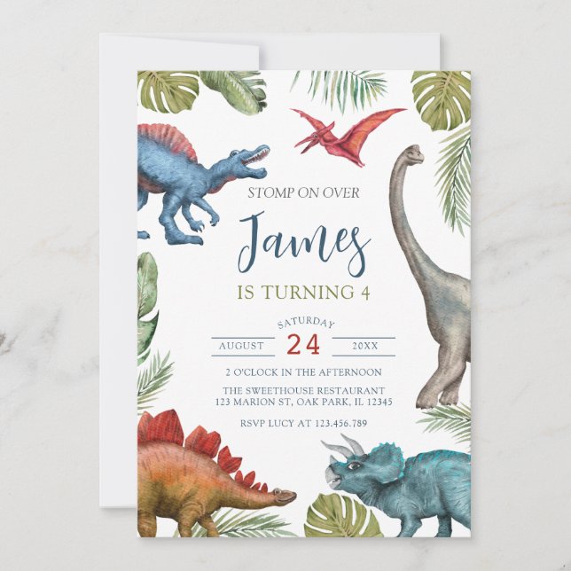 Dinosaur Birthday Party Invitation (Front)
