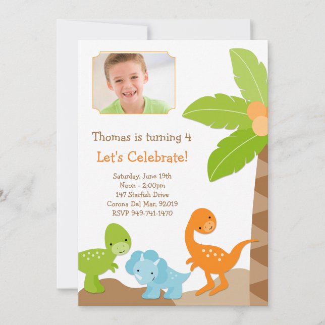Dinosaur Birthday Party Invitation (Front)