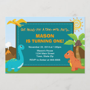 Dinosaur Birthday Party Invitation 5x7 Card