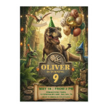 DInosaur Birthday Party Invitation Card