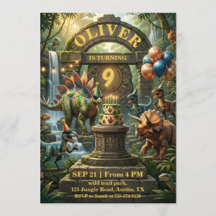 Dinosaur Birthday Party Invitation Card