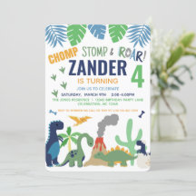 Dinosaur Birthday Party Invitation for Boy