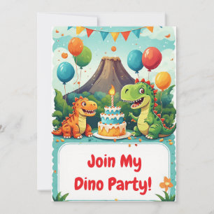 🦖 Dinosaur Birthday Party Invitation For Kids 🎂