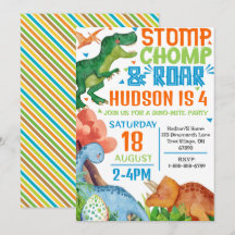 Dinosaur Birthday Party Invitation Personalised 