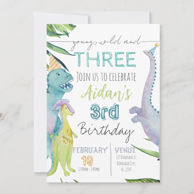 Dinosaur Birthday Party Invitation | Roarsome (Front)