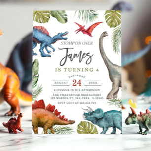 Dinosaur Birthday Party Invitation Template, Dinos