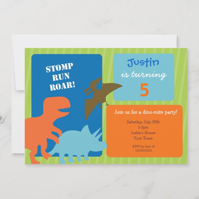 Dinosaur Birthday Party Invitations (Front)
