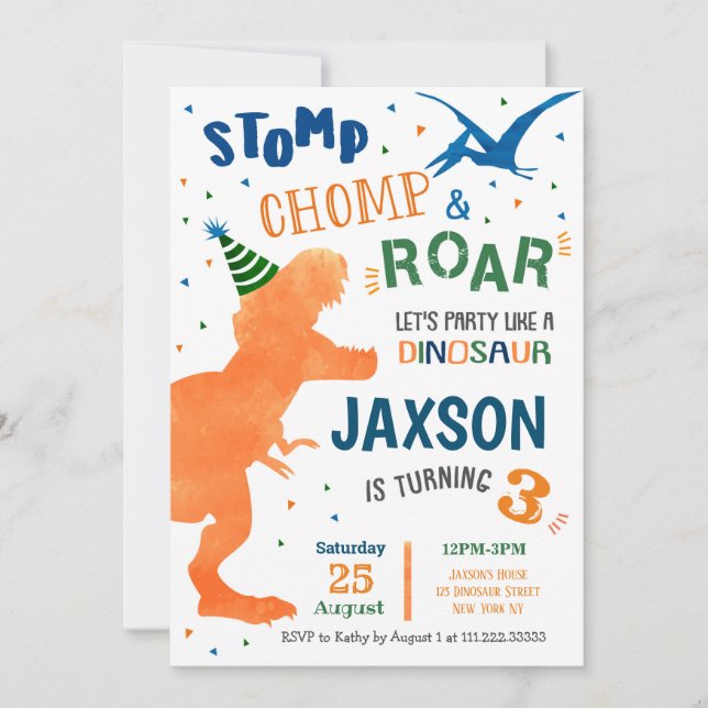 Dinosaur Birthday Party Invitations (Front)