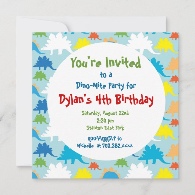 Dinosaur Birthday Party Invitations (Front)