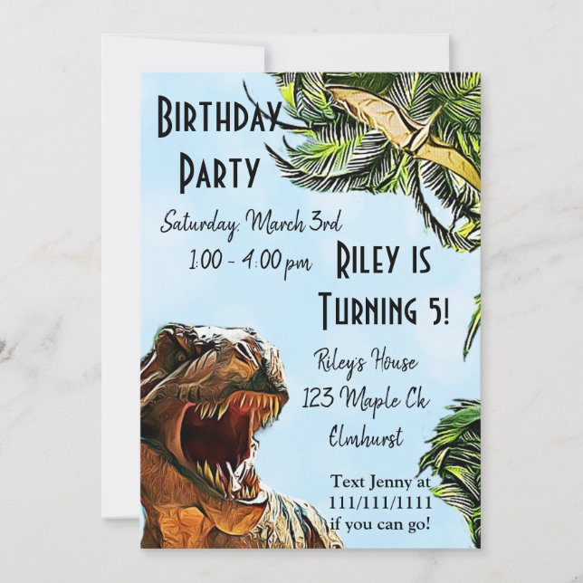 Dinosaur Birthday Party Invitations (Front)