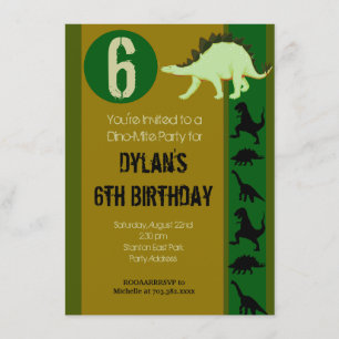 Dinosaur Birthday Party Invitations Earth Tones