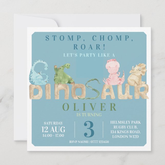 Dinosaur Birthday Party Invite (Front)