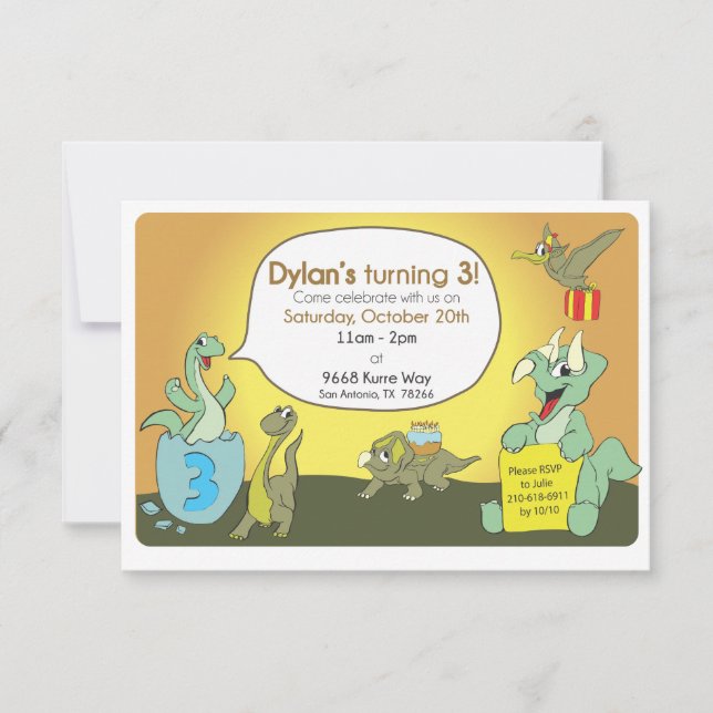 Dinosaur birthday party invite (Front)