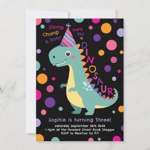 Dinosaur Birthday Party Kids Bold Invitation