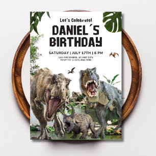 Dinosaur Birthday Party Kids Dino T-Rex Theme Invitation