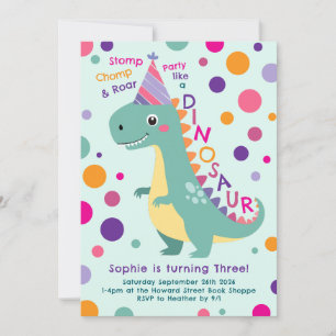 Dinosaur Birthday Party Kids Invitation