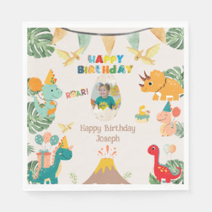 Dinosaur Birthday Party Napkins – Custom Photo