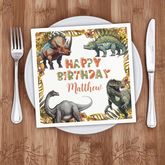 Dinosaur Birthday Party Paper Napkin (Creator Uploaded)