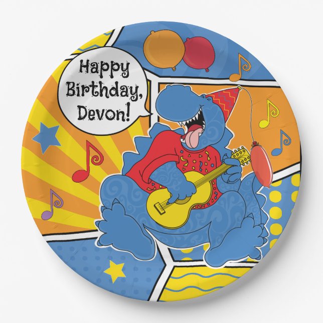 Dinosaur Birthday Party Paper Plate (Front)