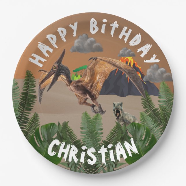 Dinosaur Birthday Party Paper Plate (Front)