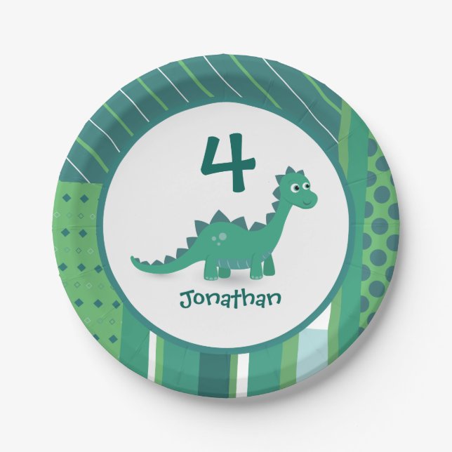 Dinosaur birthday party paper plate (Front)
