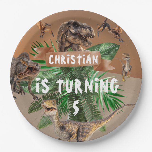 Dinosaur birthday Party  Paper Plate (Front)