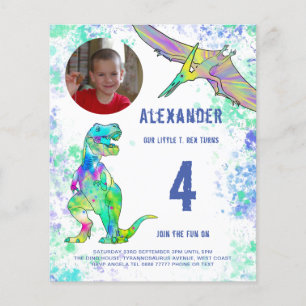 Dinosaur Birthday Party Photo Budget Flyer