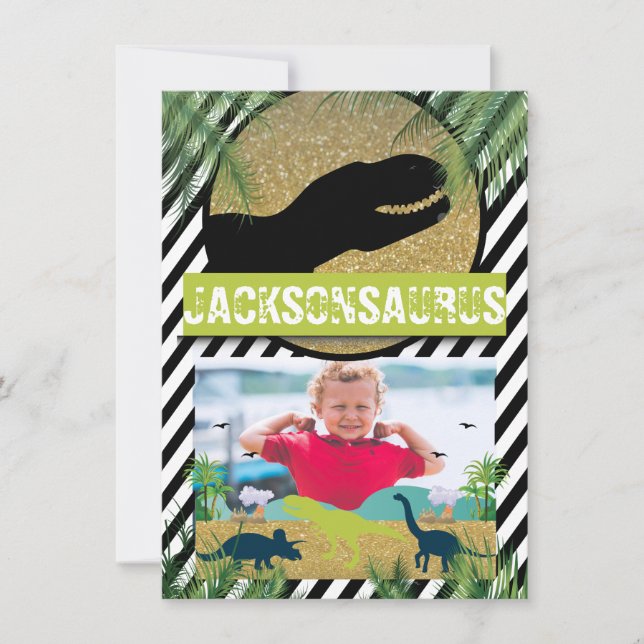 Dinosaur Birthday Party Photo Invitation (Front)