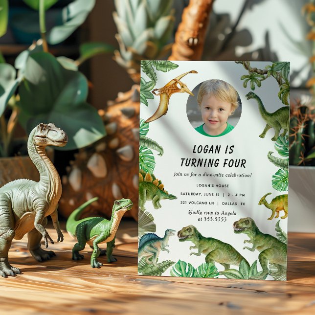 Dinosaur Birthday Party Photo Invitation (Creator Uploaded)