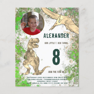 Dinosaur Birthday Party Photo Modern Budget Flyer