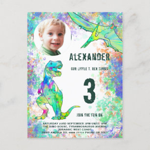 Dinosaur Birthday Party Photo Modern Invitation Postcard