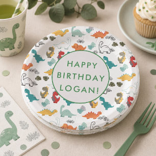 Dinosaur Birthday Party Photo Paper Plate