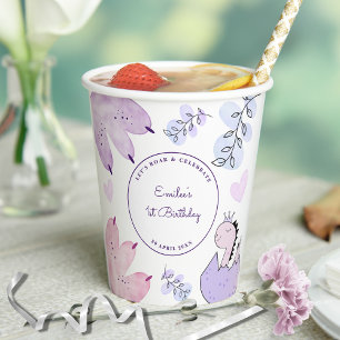 Dinosaur Birthday Party Pink Purple Paper Cups